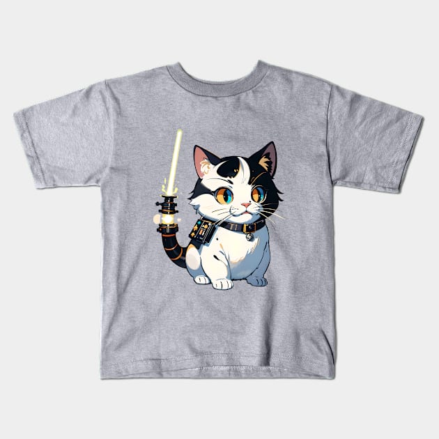 Star Cat Tshirt and Stickers Design Cute Cat Sci-Fi Characters Robot Carousel Kids T-Shirt by RobotCarousel